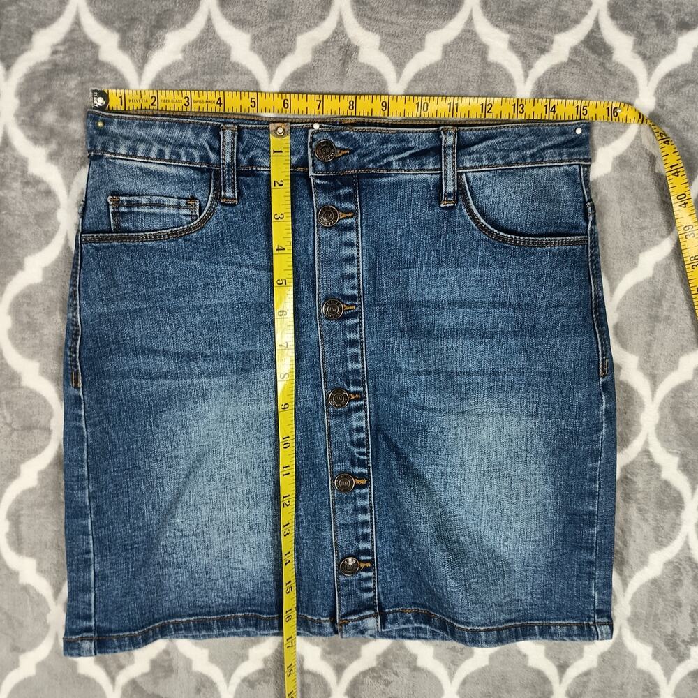 Best Mountain Denim Skirt Women Size L Blue Button Front Western Cowgirl Ranch - Picture 4 of 9